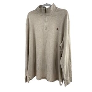 Polo Ralph Lauren Quarter-Zip Men's XL Beige Estate-Rib Pullover Sweater STAIN